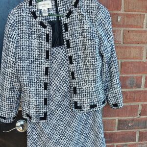 Evan Picone Black and White Midi Dress